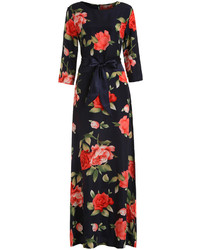With Bow Florals Maxi Dress
