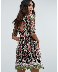 Club L Floral Embroided All Over Skater Dress