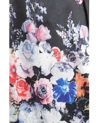 Mac Duggal Floral Print Strapless Fit Flare Dress
