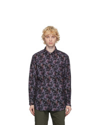 Black Floral Flannel Long Sleeve Shirt