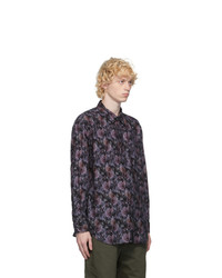 Engineered Garments Black And Purple Flannel Floral Shirt