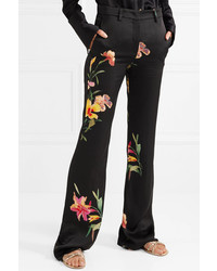 Etro Floral Print Cady Flared Pants