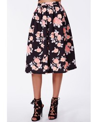 Missguided Tessa Floral Scuba Midi Skirt
