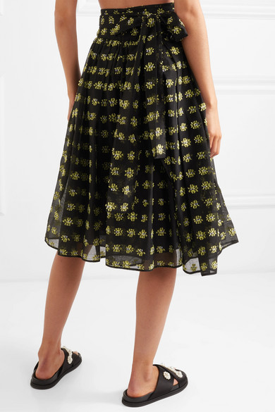 Cecilie Bahnsen Priscilla Bow Detailed Fil Coup Tulle Midi Skirt ...