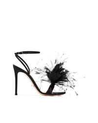 Gianvito Rossi Black Feather Flower 105 Sandals