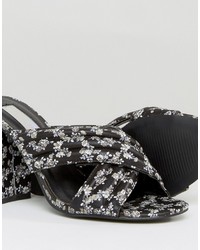 Daisy Street Ditsy Floral Mule Heeled Sandals