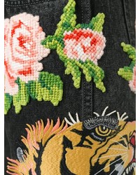 Gucci Tiger And Floral Appliqu Tapered Jeans