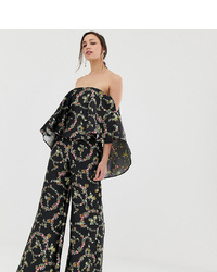 Asos Tall Asos Design Tall Jumpsuit With Structured Overlay In Floral Print