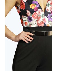 Boohoo Petite Molly Floral Plunge Neck Jumpsuit