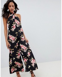 ASOS DESIGN Cross Front Jumpsuit With Wide Leg In Floral Print