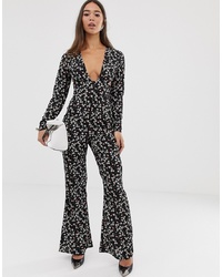 Fashion Union Jumpsuit With Cut Out Waist In Floral