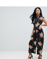 Asos Petite Jumpsuit With High Neck And Wide Leg In Floral Print