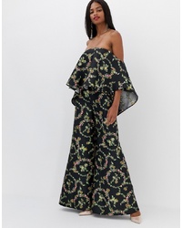 ASOS DESIGN Jumpsuit With Structured Overlay In Floral Print