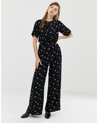 Glamorous Jumpsuit With Tie Front In Vintage Floral