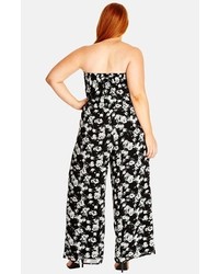City Chic Photo Floral Strapless Palazzo Jumpsuit