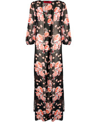 Boohoo Ivy Floral Print Chiffon Long Kimono