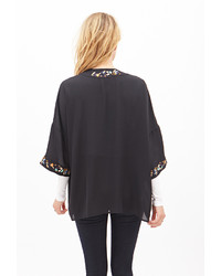 Forever 21 Contemporary Floral Embroidered Kimono