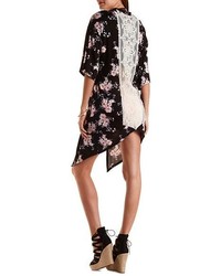 Charlotte Russe Embroidered Back Floral Kimono Cardigan