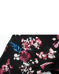 Floral Print Black Kimono