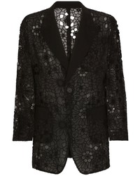 Dolce & Gabbana Floral Lace Single Breasted Blazer