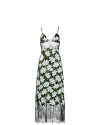 Off-White Floral Lace Trim Midi Slip Dress