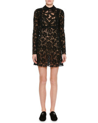 Valentino Butterfly Floral Lace Minidress Black