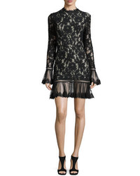 Alexis Nicole Long Sleeve Floral Lace Dress Black