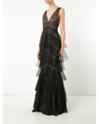 Marchesa Notte Floral Lace Layered Gown