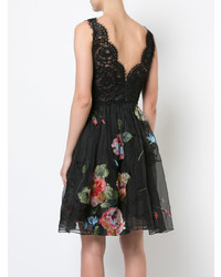 Marchesa Notte Floral And Lace Dress