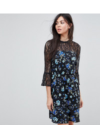 Influence Tall Lace Yoke And Sleeve Floral Skater Dress Floral