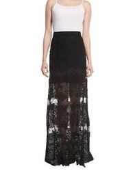Black Floral Lace Maxi Skirt