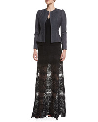 Elie Tahari Tayla Floral Lace Maxi Skirt Black