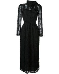 Black Floral Lace Midi Dress