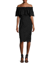 Black Floral Lace Off Shoulder Dress