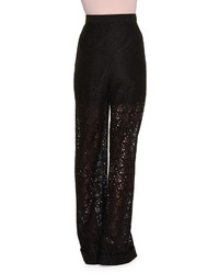 Stella McCartney High Waist Floral Lace Lined Pants Black
