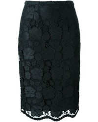 Black Floral Lace Pencil Skirt