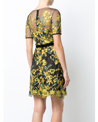 Marchesa Notte Floral Embroidered Lace Dress