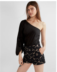 Express Mid Rise Floral Lace Shorts
