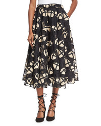 Co Cage Floral Lace Midi Skirt Black