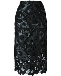 Twin-Set Leather Effect Floral Lace Skirt
