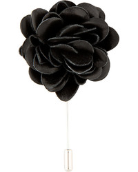 Lanvin Black Leather Flower Tie Pin