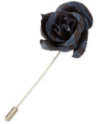 Lanvin Striped Rose Lapel Pin Blackblue
