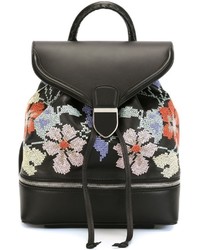 Black Floral Leather Backpack