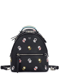 Fendi Zaino Mini Floral Embroidered Backpack Black