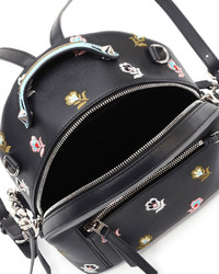 Fendi Zaino Mini Floral Embroidered Backpack Black