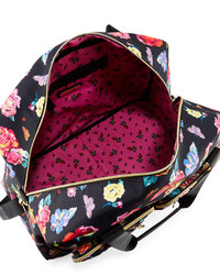 Betsey Johnson Cargo Floral Nylon Weekender Bag Blackmulti