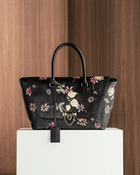 Valentino Garavani Demilune Floral Print Double Handle Small Satchel Bag