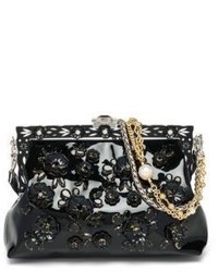 Dolce & Gabbana Floral Embellished Patent Leather Top Handle Bag