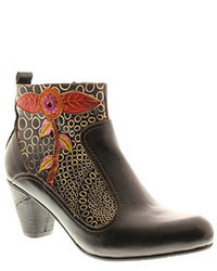 Black Floral Leather Boots