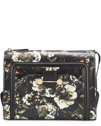 Jason Wu Daphne Floral Leather Clutch Bag Black